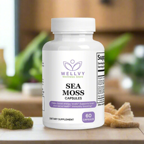 WELLVY Sea Moss Capsules – Immune Support &amp; Digestive Aid with Organic Bladderwrack &amp; Burdock Root-wellvy wellness store