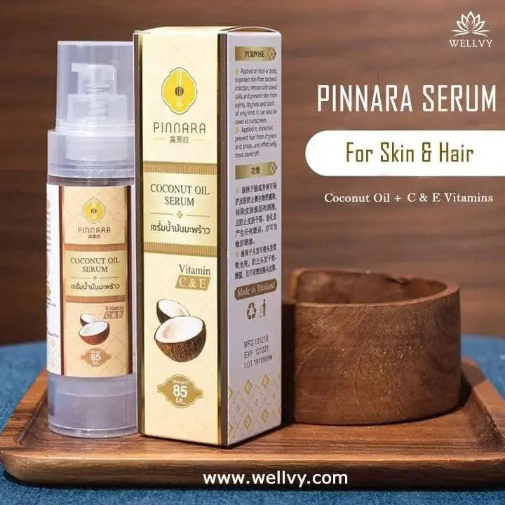 Pinnara Coconut Oil Serum: Skin & Hair Radiance with Vitamins C & E - wellvy wellness store