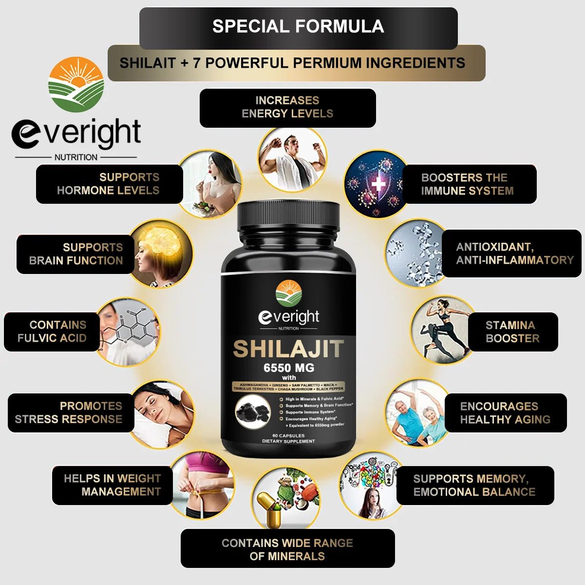 Everight Himalayan Shilajit: Enhanced with Herbs for Overall Vitality - wellvy wellness store