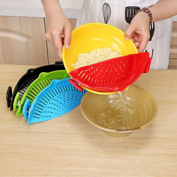 Silicone Drainer Water Filter Colander Pot Funnel Kitchen Strainer Draining  Excess Liquid Clip Pan Drain Rack C