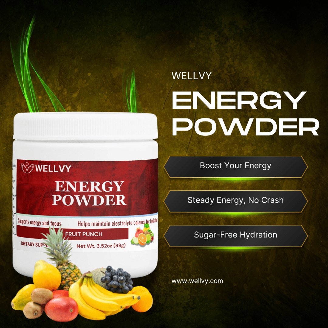 WELLVY Energy Powder - Fruit Punch: Clean, Sustained Energy Boost - wellvy wellness store