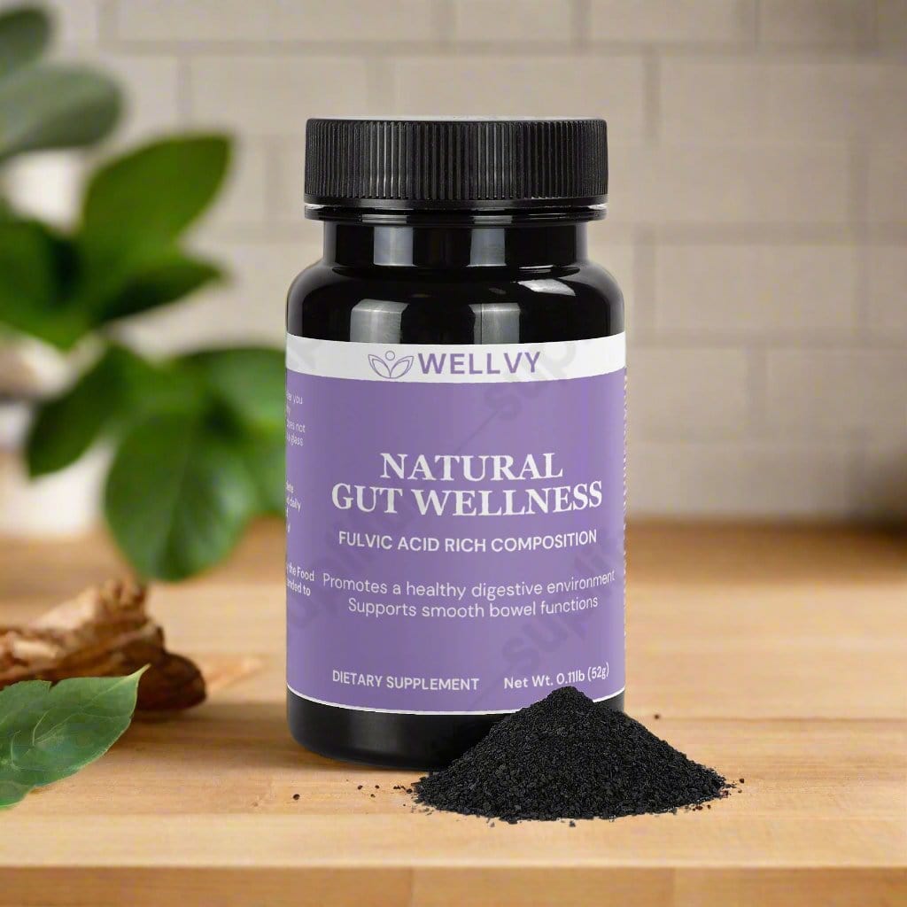 WELLVY Natural Gut Wellness Powder with Fulvic Acid: Digestive Health & Balance Support - wellvy wellness store