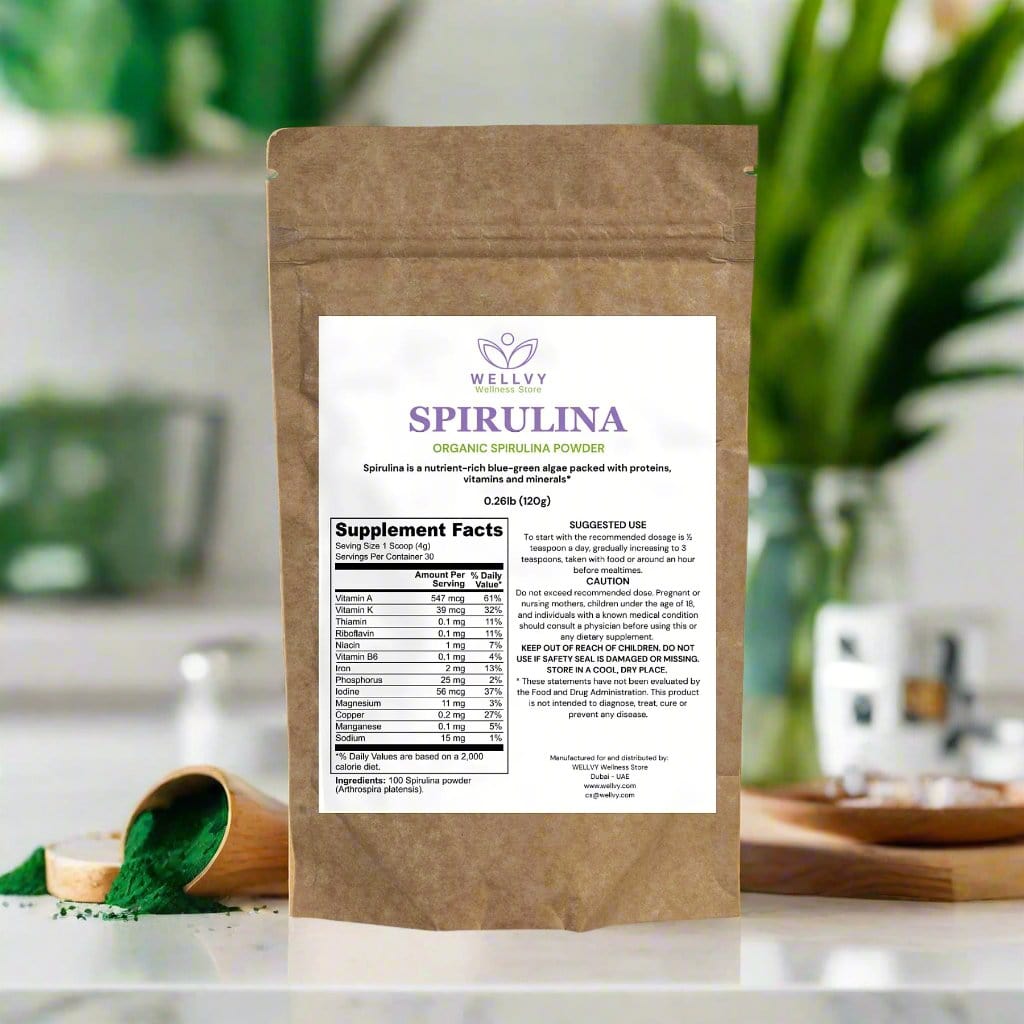 WELLVY Organic Spirulina Powder – Nutrient - Dense Superfood for Daily Wellness - wellvy wellness store