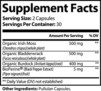 WELLVY Sea Moss Capsules – Immune Support & Digestive Aid with Organic Bladderwrack & Burdock Root - wellvy wellness store