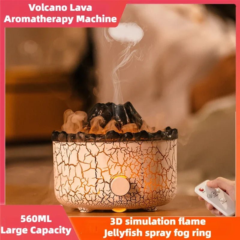 Wonstella Volcano Lava Ultrasonic Aromatherapy Humidifier with Remote & USB – 560ml Diffuser - wellvy wellness store