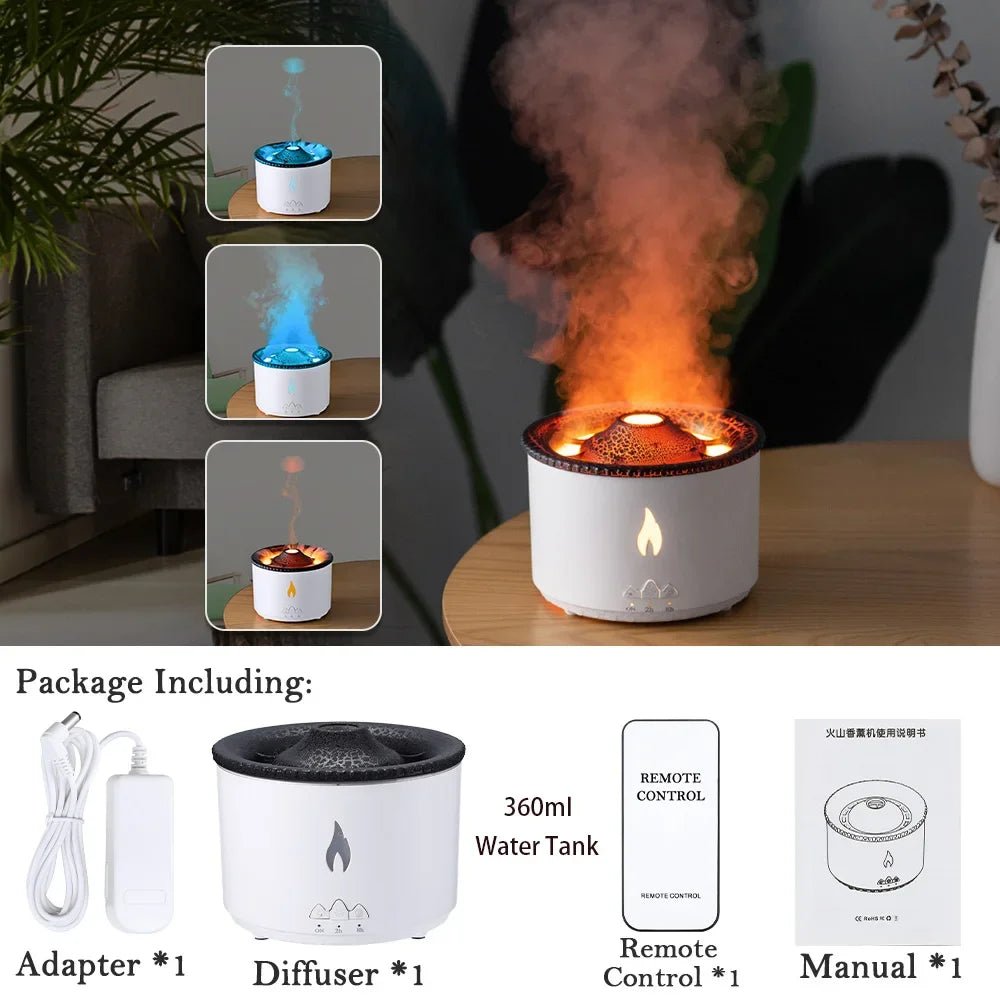 Wonstella Volcano Lava Ultrasonic Aromatherapy Humidifier with Remote & USB – 560ml Diffuser - wellvy wellness store