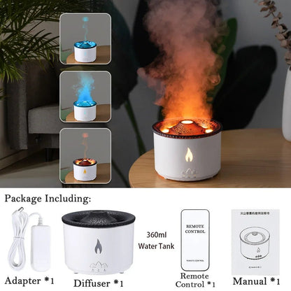 Wonstella Volcano Lava Ultrasonic Aromatherapy Humidifier with Remote & USB – 560ml Diffuser - wellvy wellness store